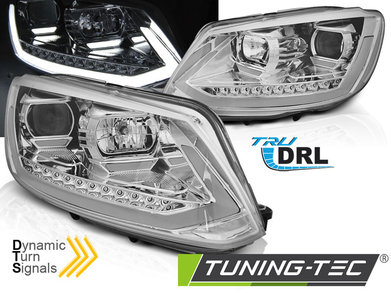 VW TOURAN 1T3 10-15 - Přední světla TUBE LIGHT TRU DRL - Chromová