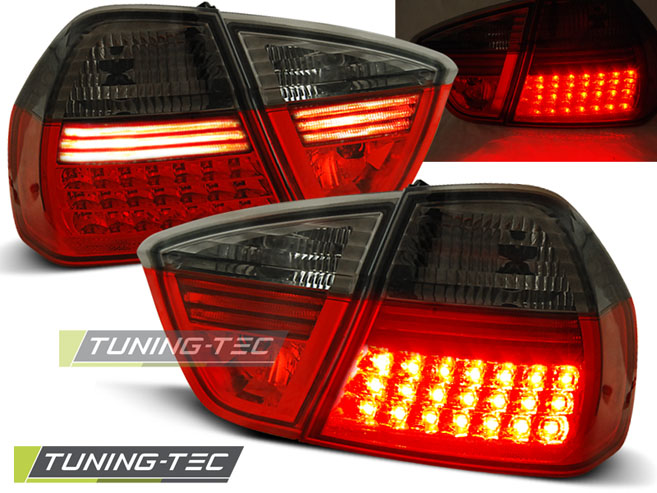 BMW E90 - Zadní světla LED DEPO - Červená/Kouřová