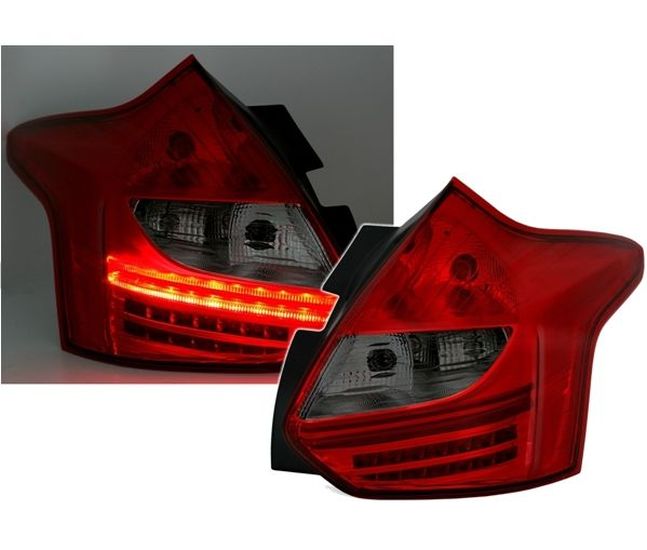 FORD FOCUS MK3 - Zadní světla LED DEPO - Červená/Kouřová