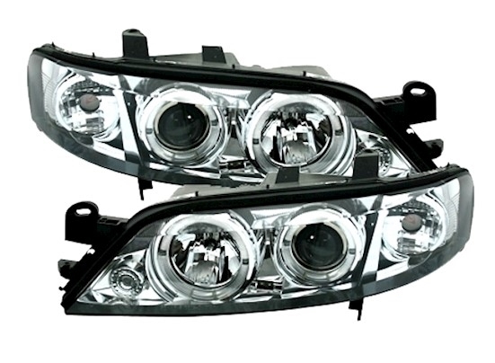 OPEL VECTRA B 99-02 - Přední světla Angel Eyes - Chromová