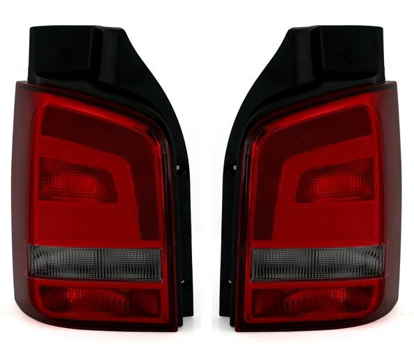VW T5 GP - Zadní světla FACELIFT OPTIK TYC (jednodílné dveře) - Červená/Kouřová
