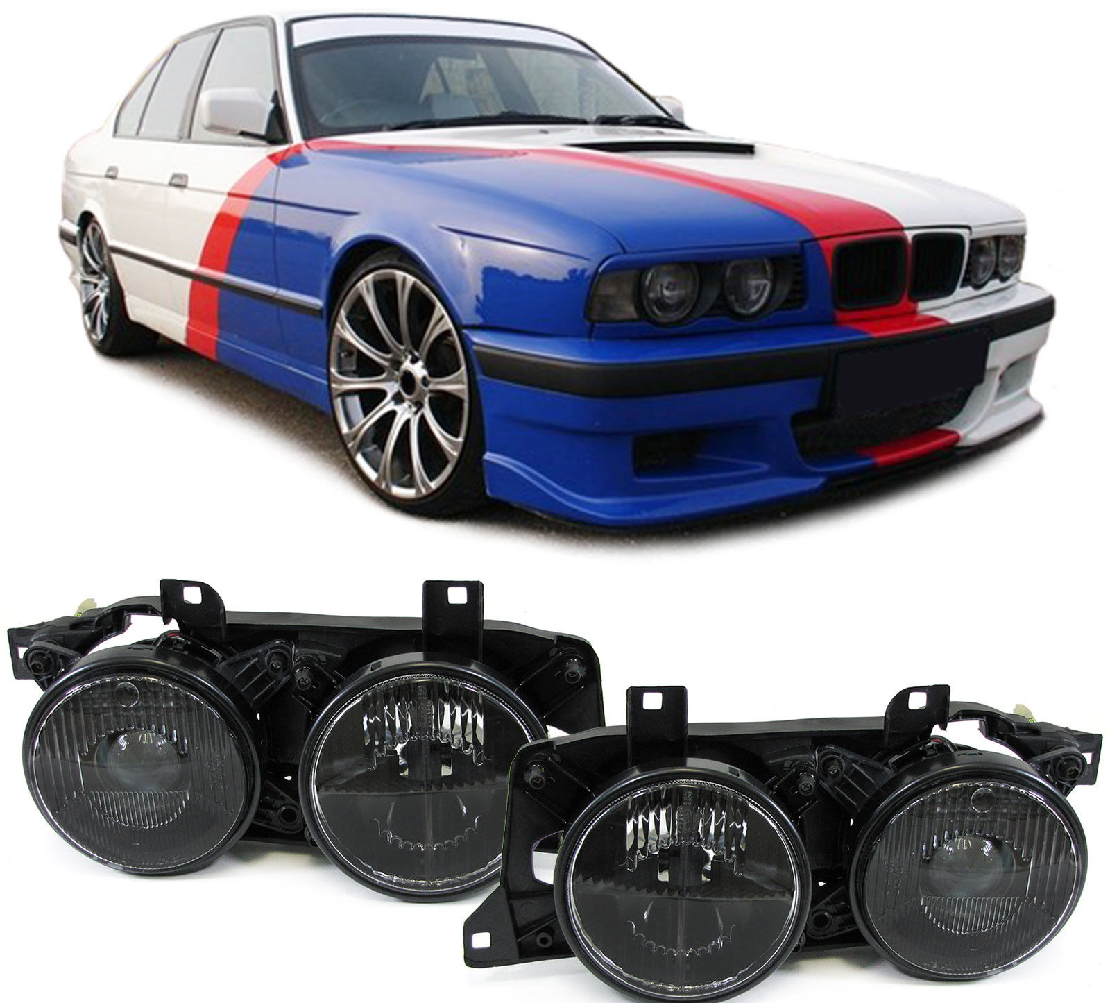 BMW E34/E32 - Přední světla H1/H1 DEPO - Černá