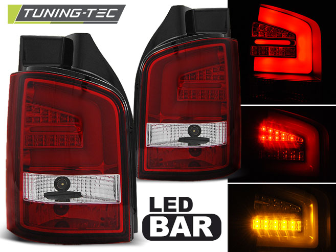 VW T5 GP - Zadní světla LED BAR SONAR (jednodílné dveře) - Červená