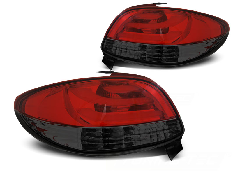 PEUGEOT 206 - Zadní světla LED BAR SONAR - Červená/Kouřová