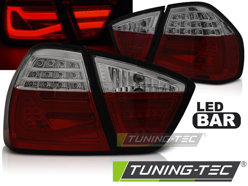 BMW E90 - Zadní světla LED BAR JUNYAN - Červená/Kouřová 