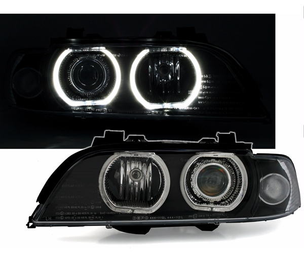 BMW E39 - Přední světla LED ANGEL EYES XENON D2S DEPO - Černá