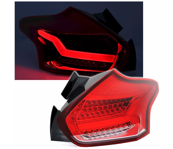 FORD FOCUS MK3 2015 - Zadní světla LED BAR JUNYAN - Červená