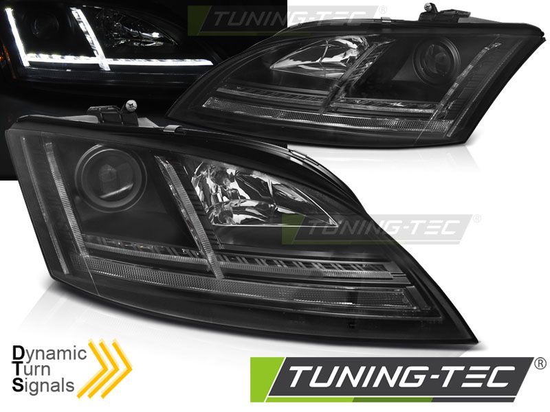 AUDI TT 8J - Přední světla LED H7/H1 DYNAMICKÝ BLIKAČ - Černá