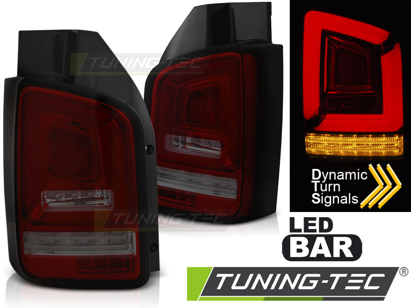VW T5 03-09 - Zadní světla LED BAR - Červená/Kouřová