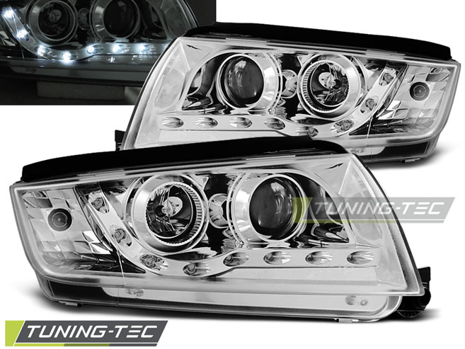 ŠKODA FABIA 6Y - Přední světla DAYLIGHT - Chromová