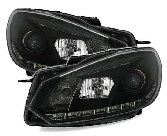 VW GOLF 6 - Přední světla DAYLINE DRL SONAR - Černá