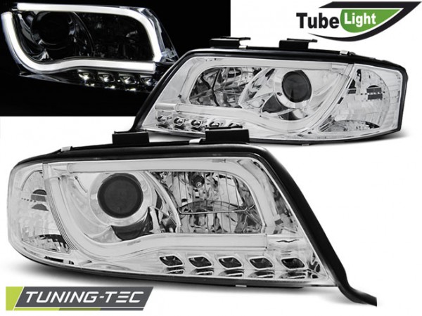 AUDI A6 4B 97-01 - Přední světla LED TUBE LIGHTS - Chromová