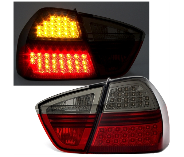 BMW E90 - Zadní světla LED DEPO - Červená/Kouřová