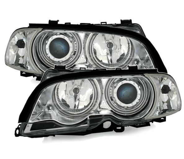 BMW E46 COUPE / CABRIO 99-03 - Přední světla ANGEL EYES CCFL - Chromová