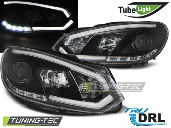 VW GOLF 6 - Přední světla TUBE LIGHTS TRU DRL - Černá