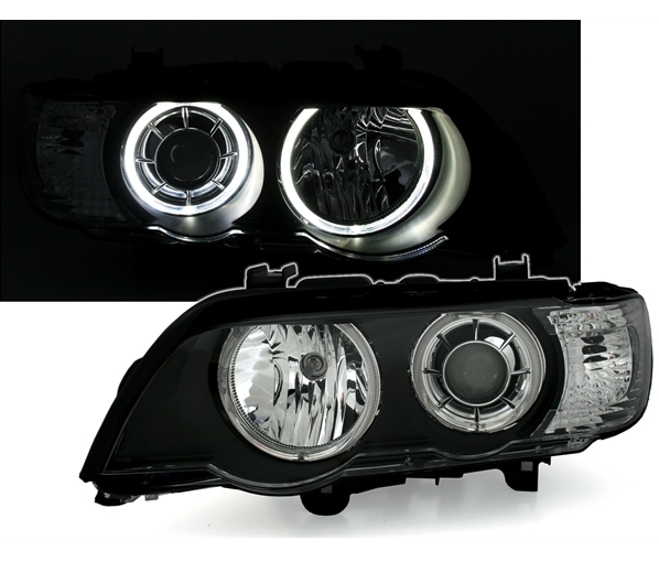 BMW X5 E53 99-03 - Přední světla ANGEL EYES LED DEPO - Černá