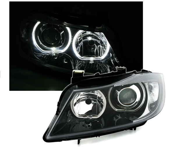 BMW E90 / E91 - Přední světla LED ANGEL EYES H7/H7 DEPO - Černá