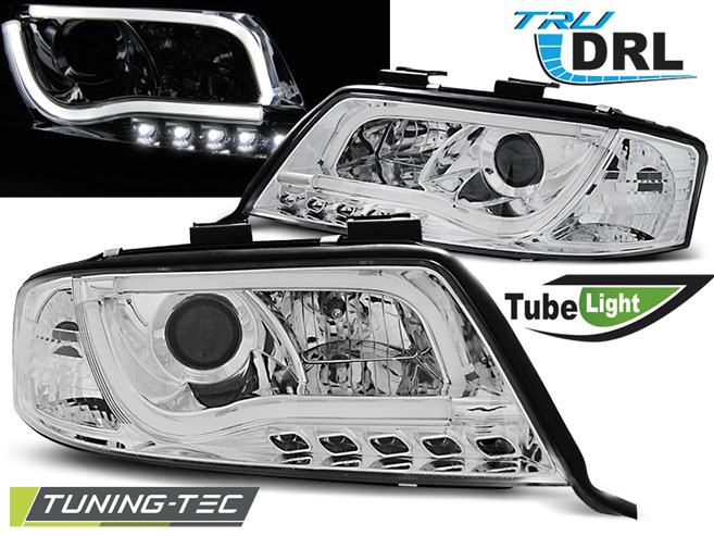 AUDI A6 4B 01-04 - Přední světla TUBE LIGHTS TRU DRL - Chromová