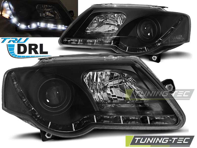 VW PASSAT 3C - Přední světla TRU DRL - Černá
