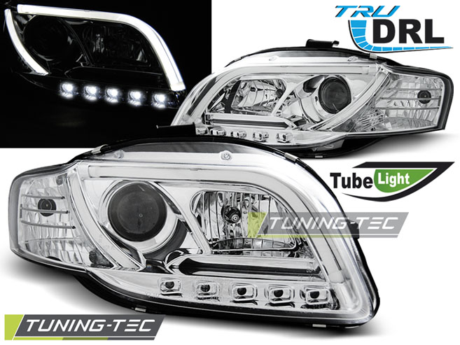 AUDI A4 B7 - Přední světla TRU DRL - Chromová
